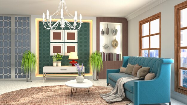 Illustration of the living room interior