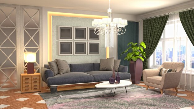 Illustration of the living room interior