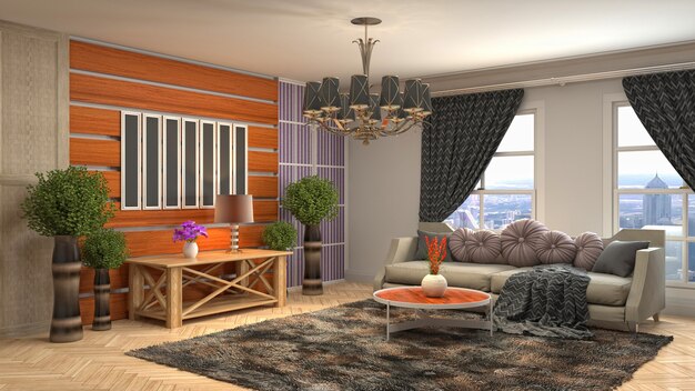 Illustration of the living room interior