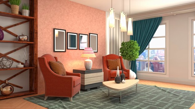 Illustration of the living room interior