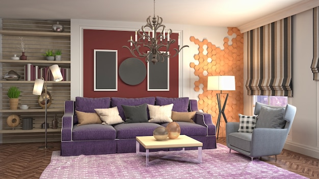 Illustration of the living room interior