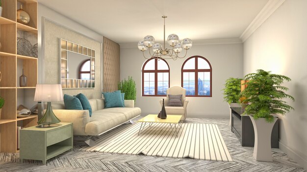 Illustration of the living room interior