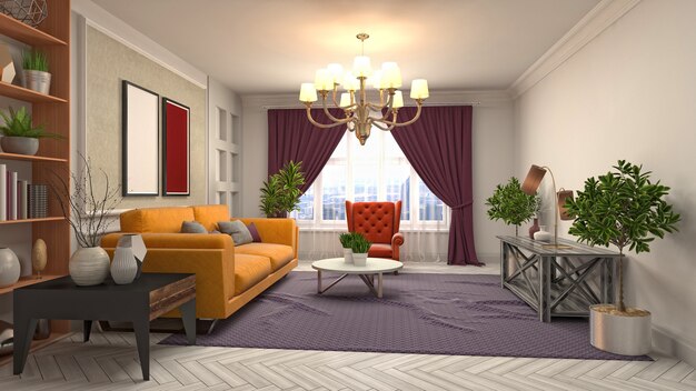 Illustration of the living room interior