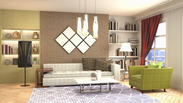 Illustration of the living room interior