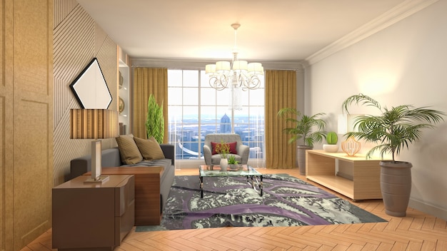 Illustration of the living room interior