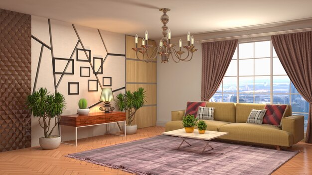 Illustration of the living room interior