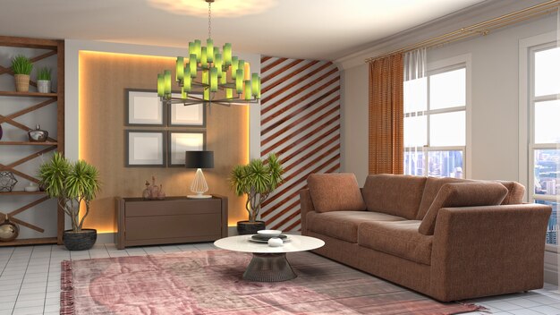 Illustration of the living room interior