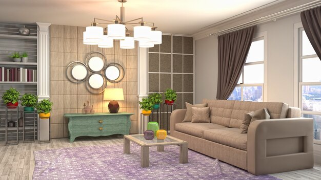 Illustration of the living room interior