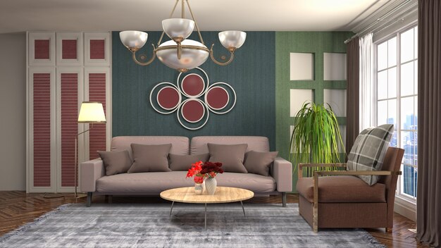 Illustration of the living room interior