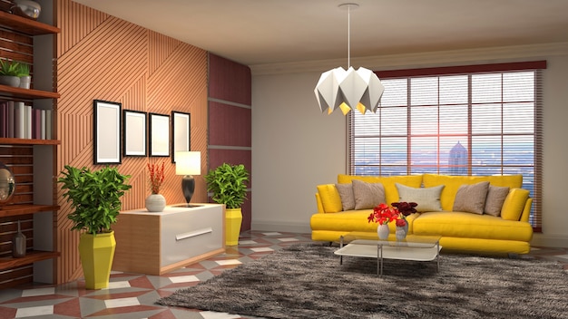 Illustration of the living room interior