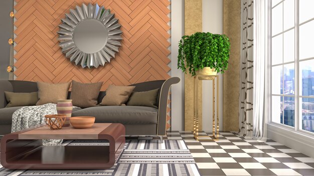 Illustration of the living room interior