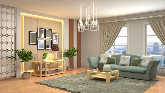 Illustration of the living room interior