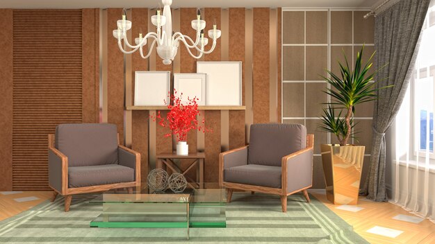 Illustration of the living room interior