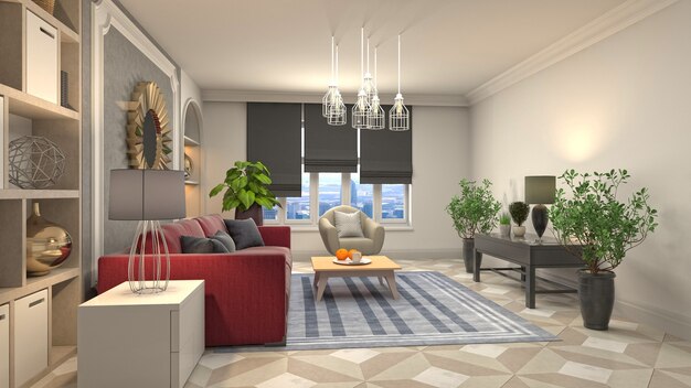 Illustration of the living room interior