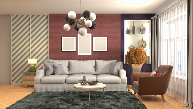 Illustration of the living room interior