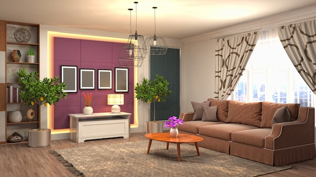 Illustration of the living room interior