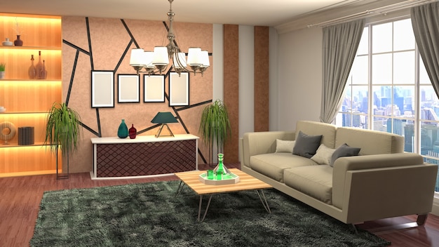 Illustration of the living room interior