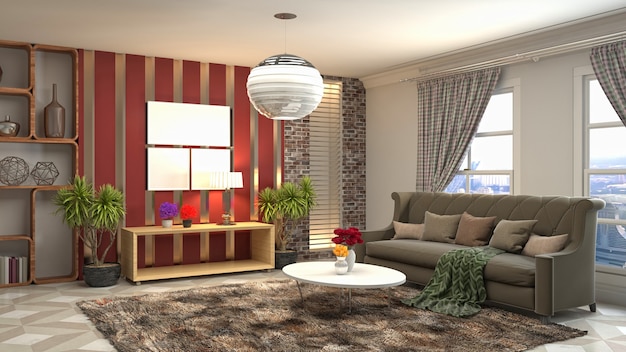 Illustration of the living room interior