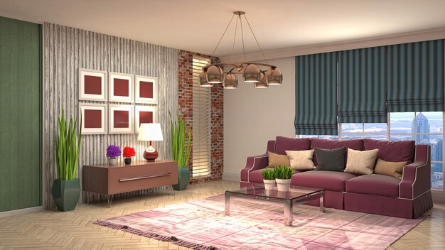 Illustration of the living room interior