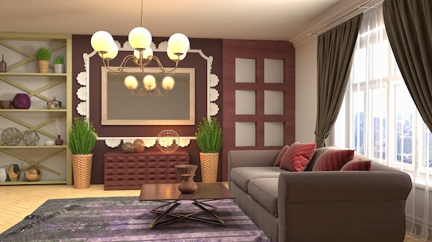 Illustration of the living room interior