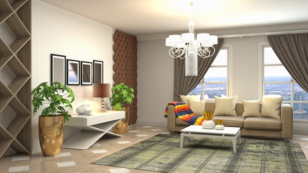 Illustration of the living room interior