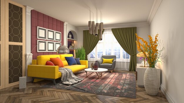 Illustration of the living room interior