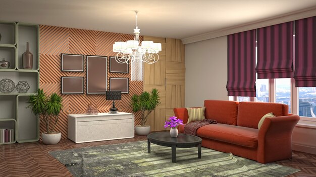 Illustration of the living room interior