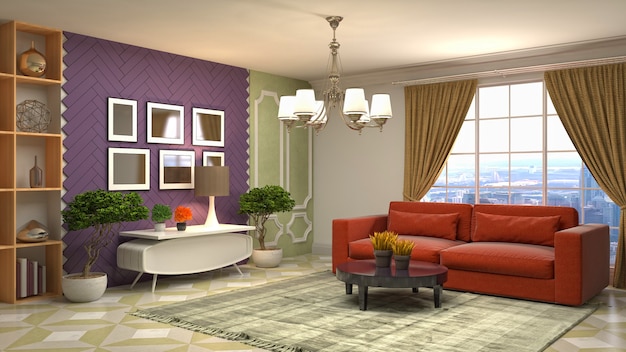 Illustration of the living room interior