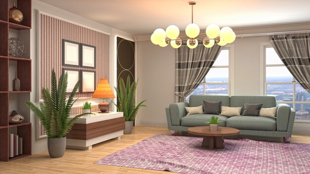 Illustration of the living room interior