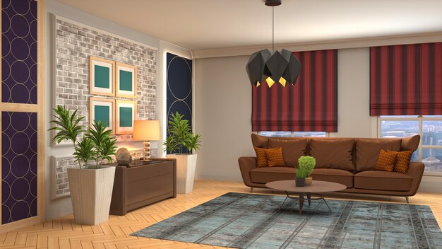 Illustration of the living room interior