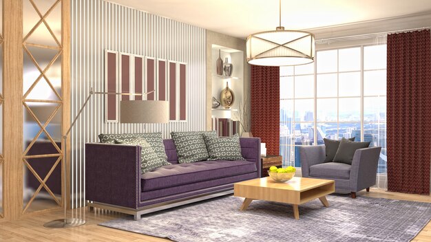 Illustration of the living room interior