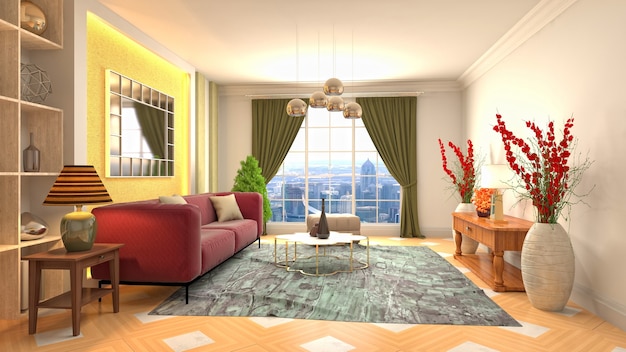 Illustration of the living room interior