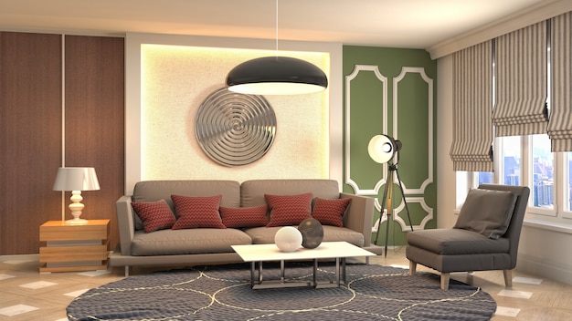 Illustration of the living room interior