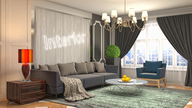 Illustration of the living room interior