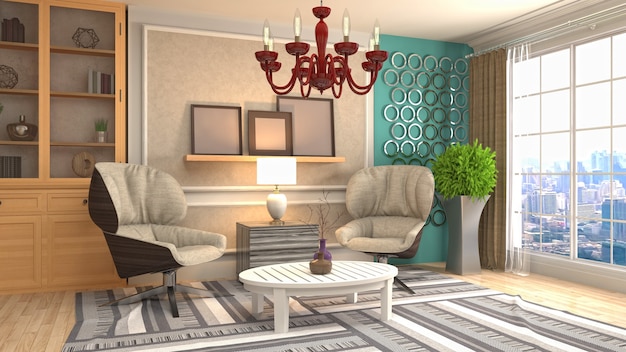 Illustration of the living room interior