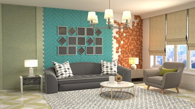 Illustration of the living room interior