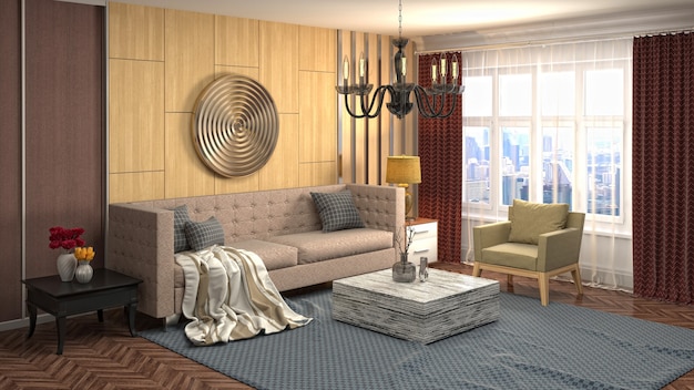 Illustration of the living room interior