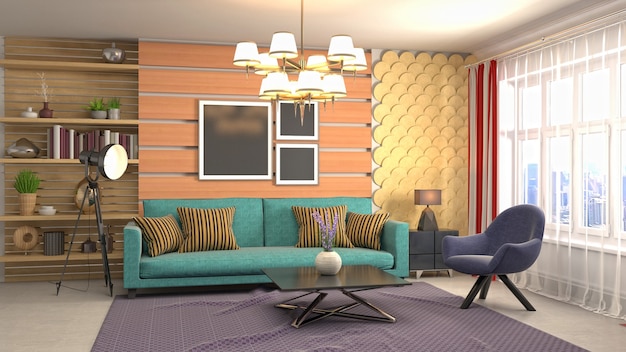 Illustration of the living room interior