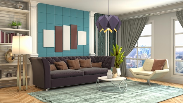 Illustration of the living room interior