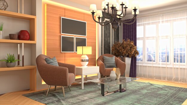 Illustration of the living room interior