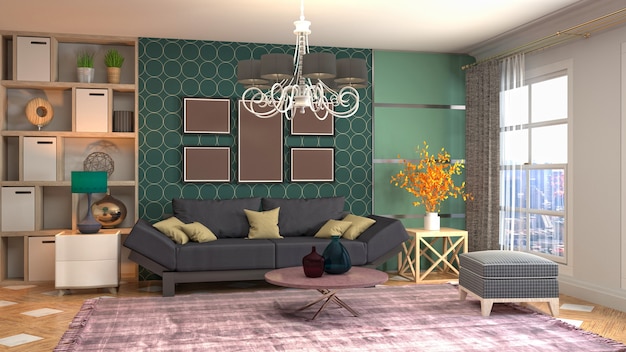 Illustration of the living room interior