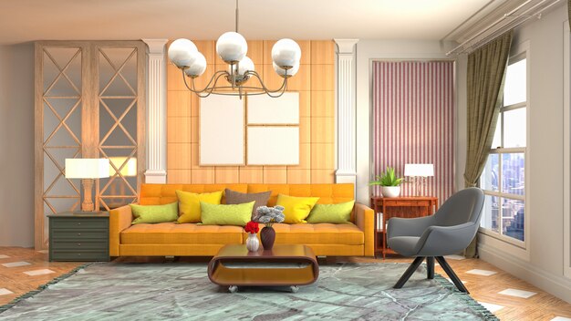 Illustration of the living room interior