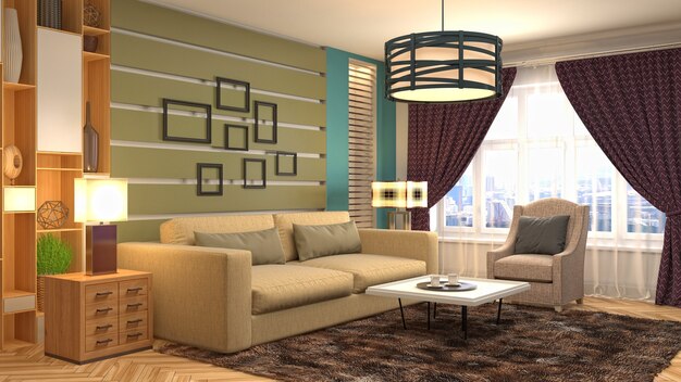 Illustration of the living room interior