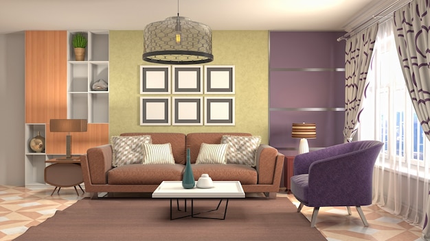 Illustration of the living room interior