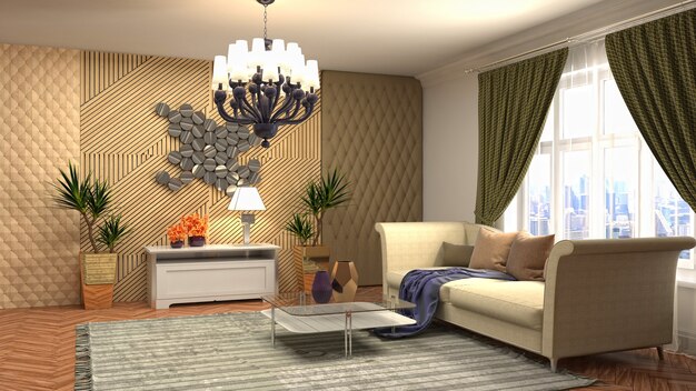 Illustration of the living room interior