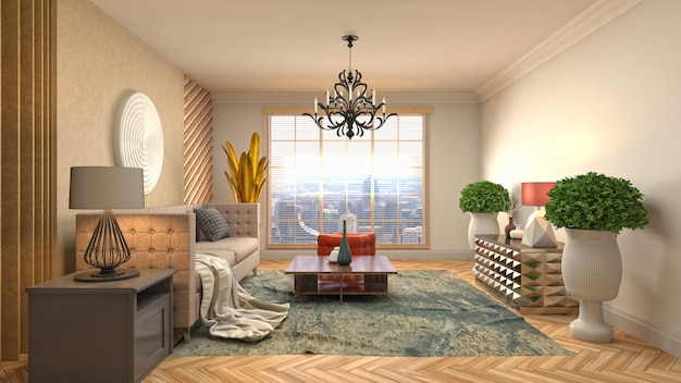 Illustration of the living room interior