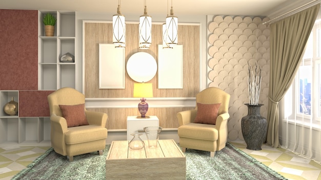 Illustration of the living room interior