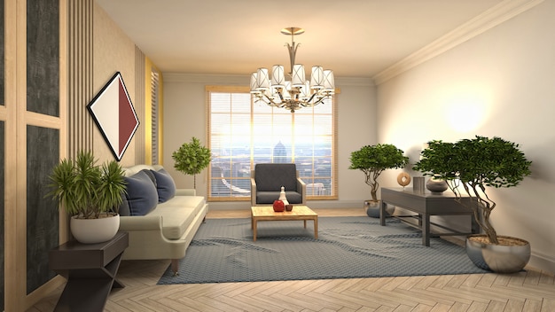 Illustration of the living room interior