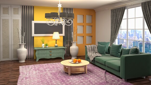 Illustration of the living room interior