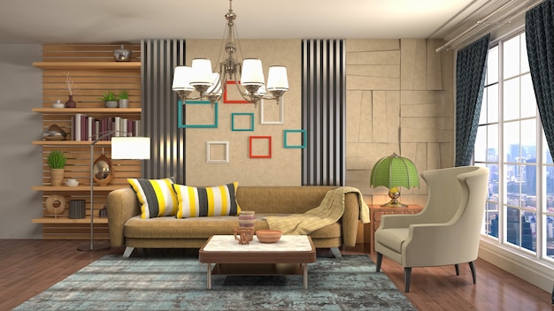 Illustration of the living room interior